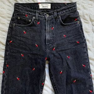 Reformation Embroidered Heart Jeans 24-25”